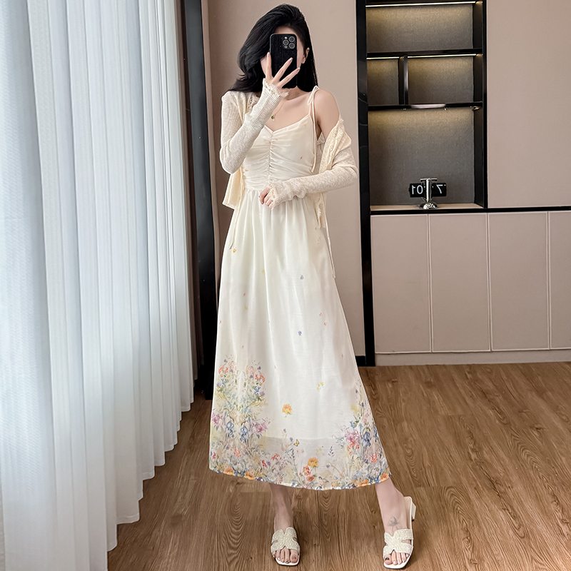 Elegant Fashion Two-Piece Dress Set for Women Summer 2026 Sun Protection Cardigan Cami Dress