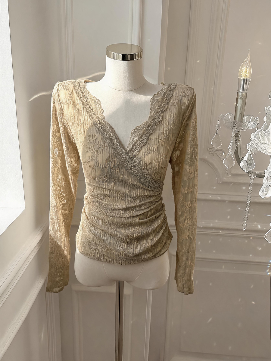 Elegant Lace Panel V-Neck Women’s Top