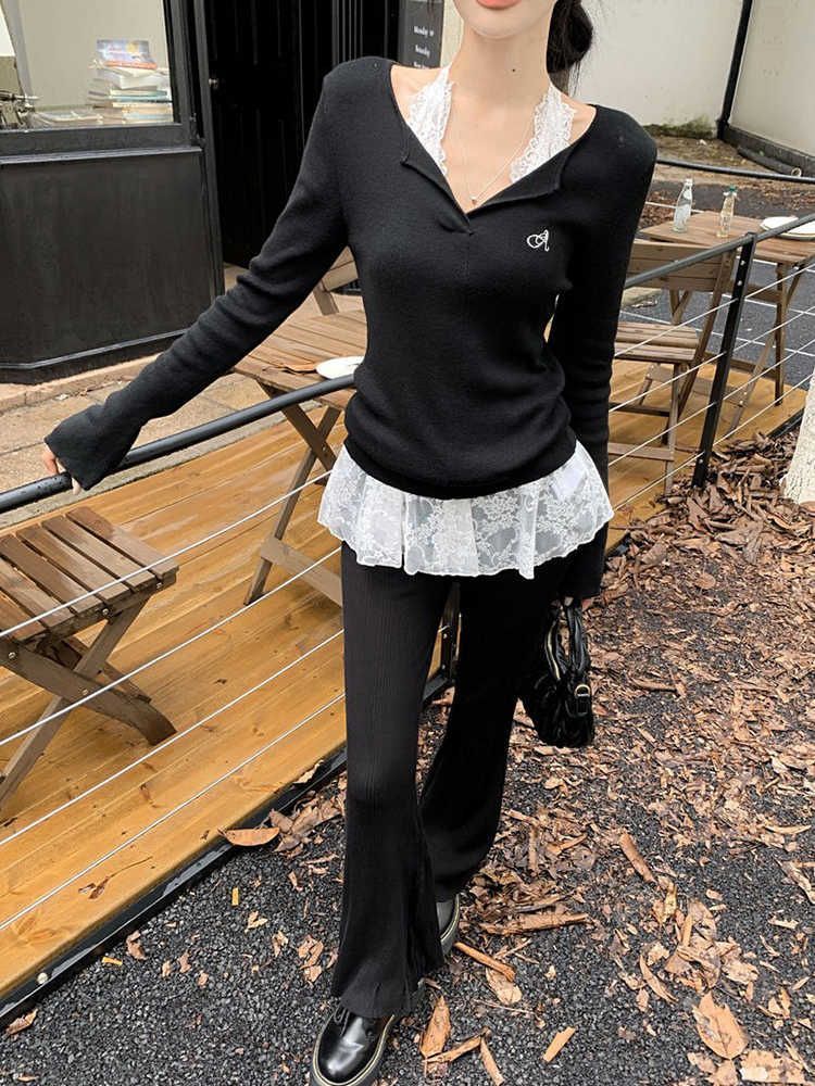 V-Neck Long-Sleeve T-Shirt Women Slim Fit Commuter Base Layer Top 2026 Winter